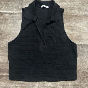 Zara Black Collared Tank Top Size Medium
